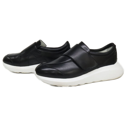 WH WH-0922 Velcro Strap Leather Sneakers Black Size 8