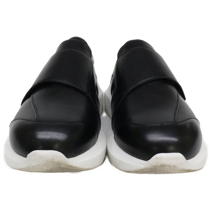 WH WH-0922 Velcro Strap Leather Sneakers Black Size 8