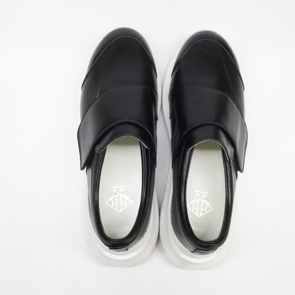 WH WH-0922 Velcro Strap Leather Sneakers Black Size 8