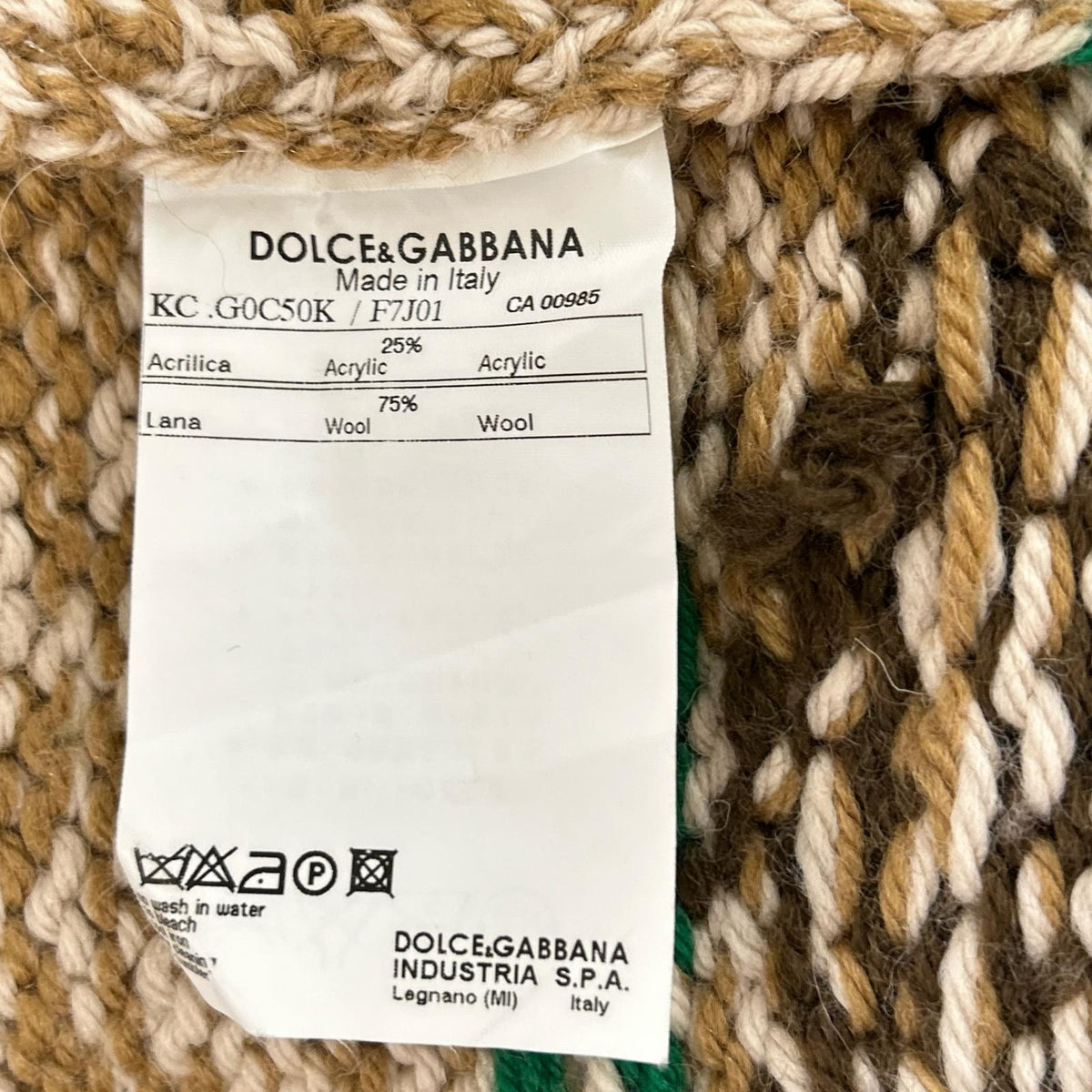 DOLCE&GABBANA Beige Wool Blend Cowichan Knit Sweater