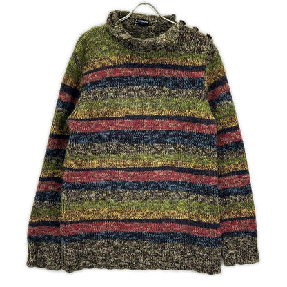 DOLCE&GABBANA Multi-Color Border Wool Knit Sweater Size XL