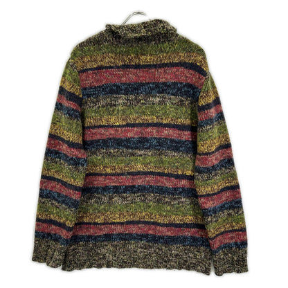DOLCE&GABBANA Multi-Color Border Wool Knit Sweater Size XL