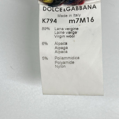 DOLCE&GABBANA Multi-Color Border Wool Knit Sweater Size XL