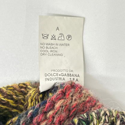 DOLCE&GABBANA Multi-Color Border Wool Knit Sweater Size XL
