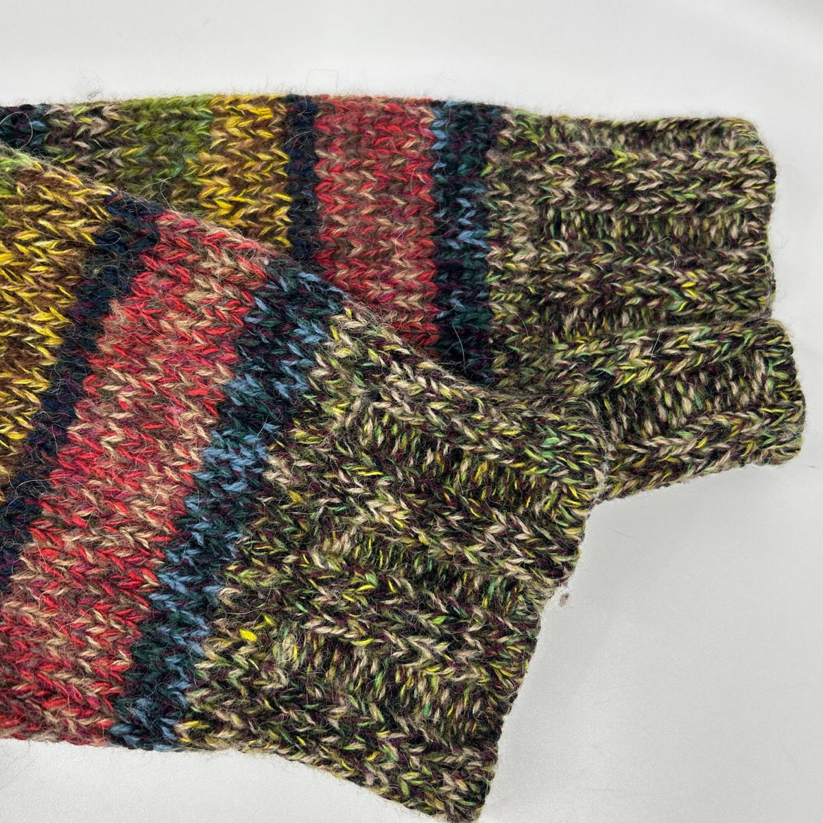 DOLCE&GABBANA Multi-Color Border Wool Knit Sweater Size XL