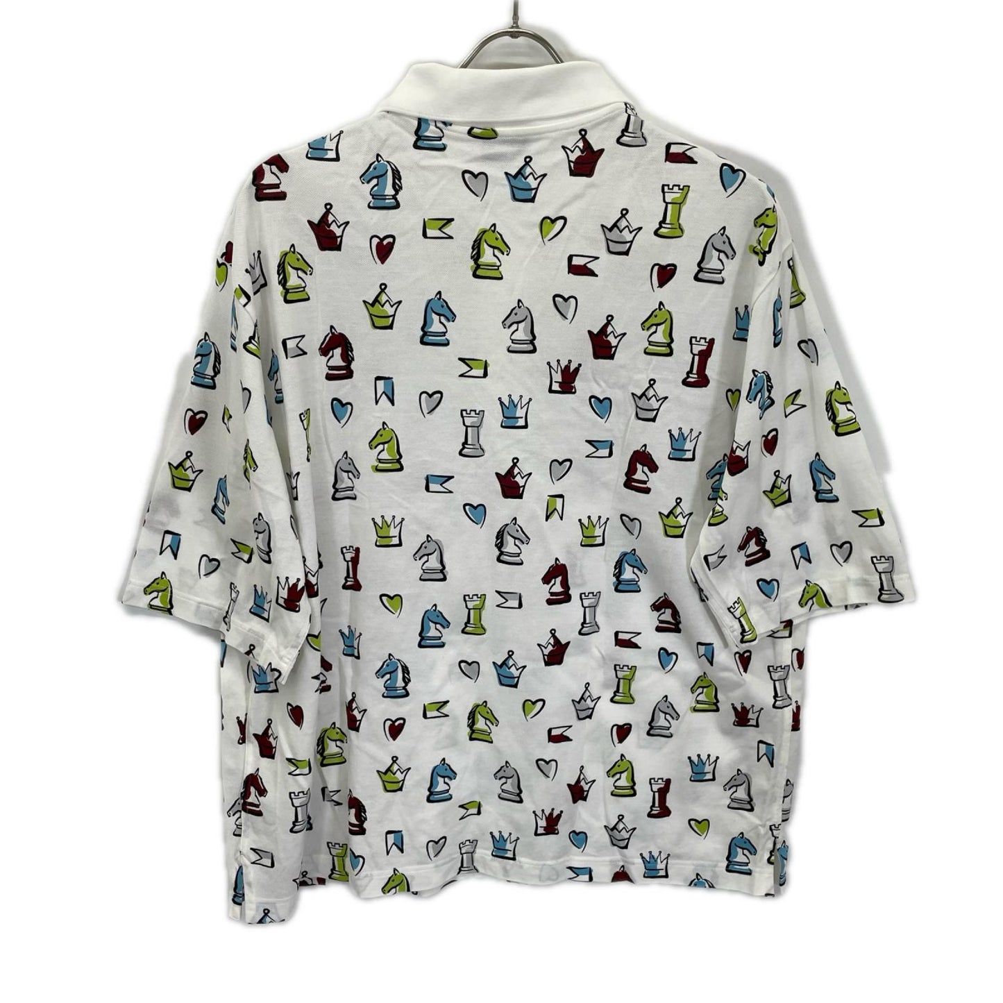 HERMES 22SS Chess Design Short-Sleeve Shirt White Polo Size M