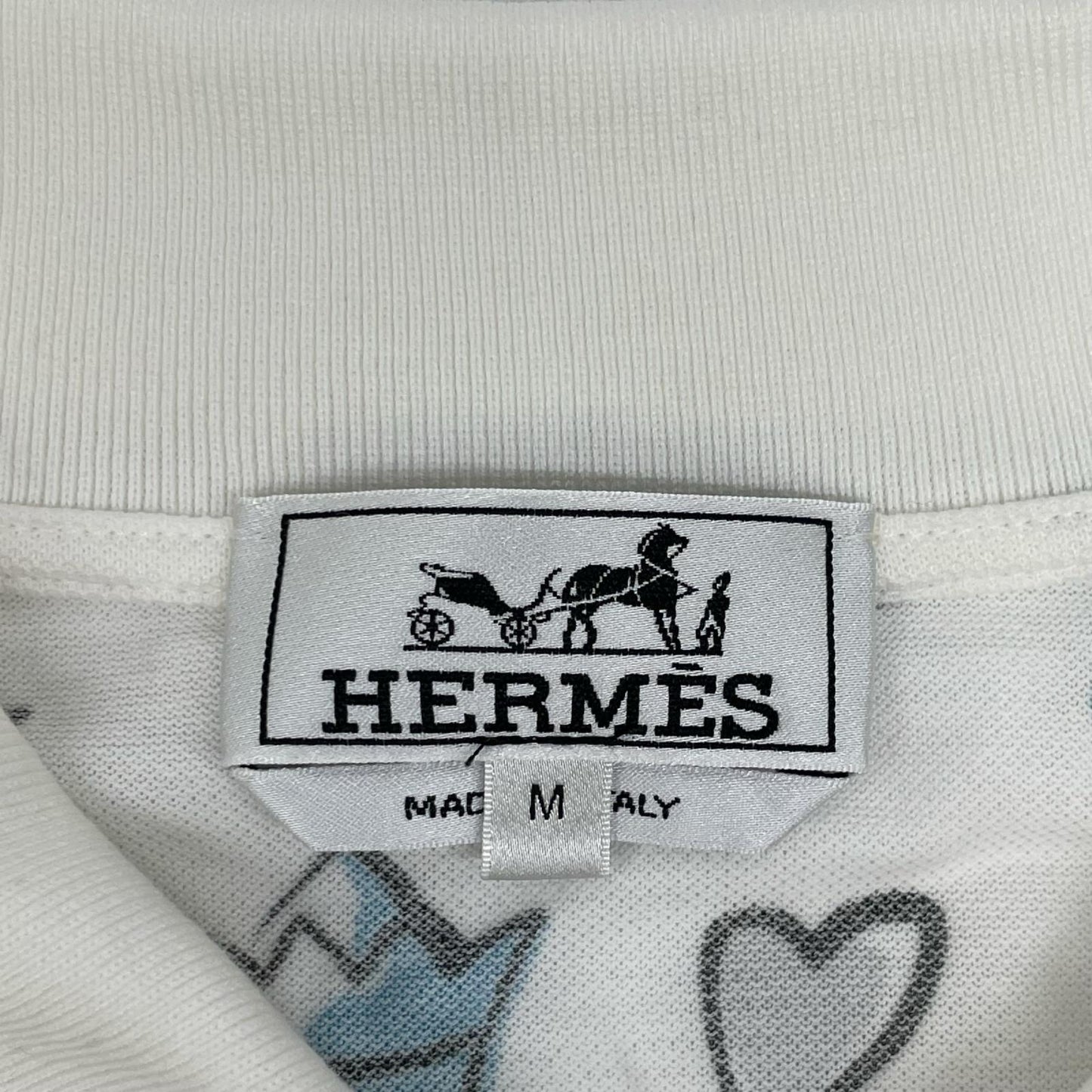 HERMES 22SS Chess Design Short-Sleeve Shirt White Polo Size M