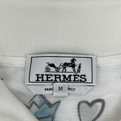 HERMES 22SS Chess Design Short-Sleeve Shirt White Polo Size M