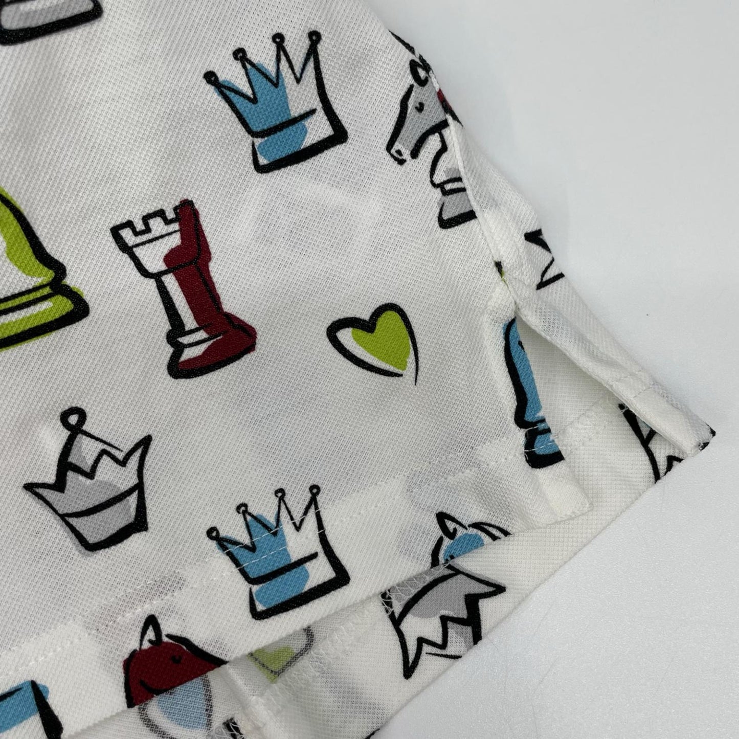 HERMES 22SS Chess Design Short-Sleeve Shirt White Polo Size M