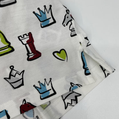 HERMES 22SS Chess Design Short-Sleeve Shirt White Polo Size M