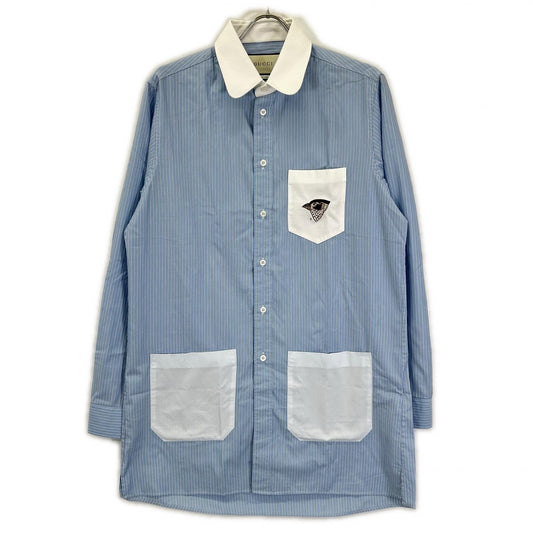 GUCCI Light Blue Stripe Sparrow Long-Sleeve Shirt Size 40