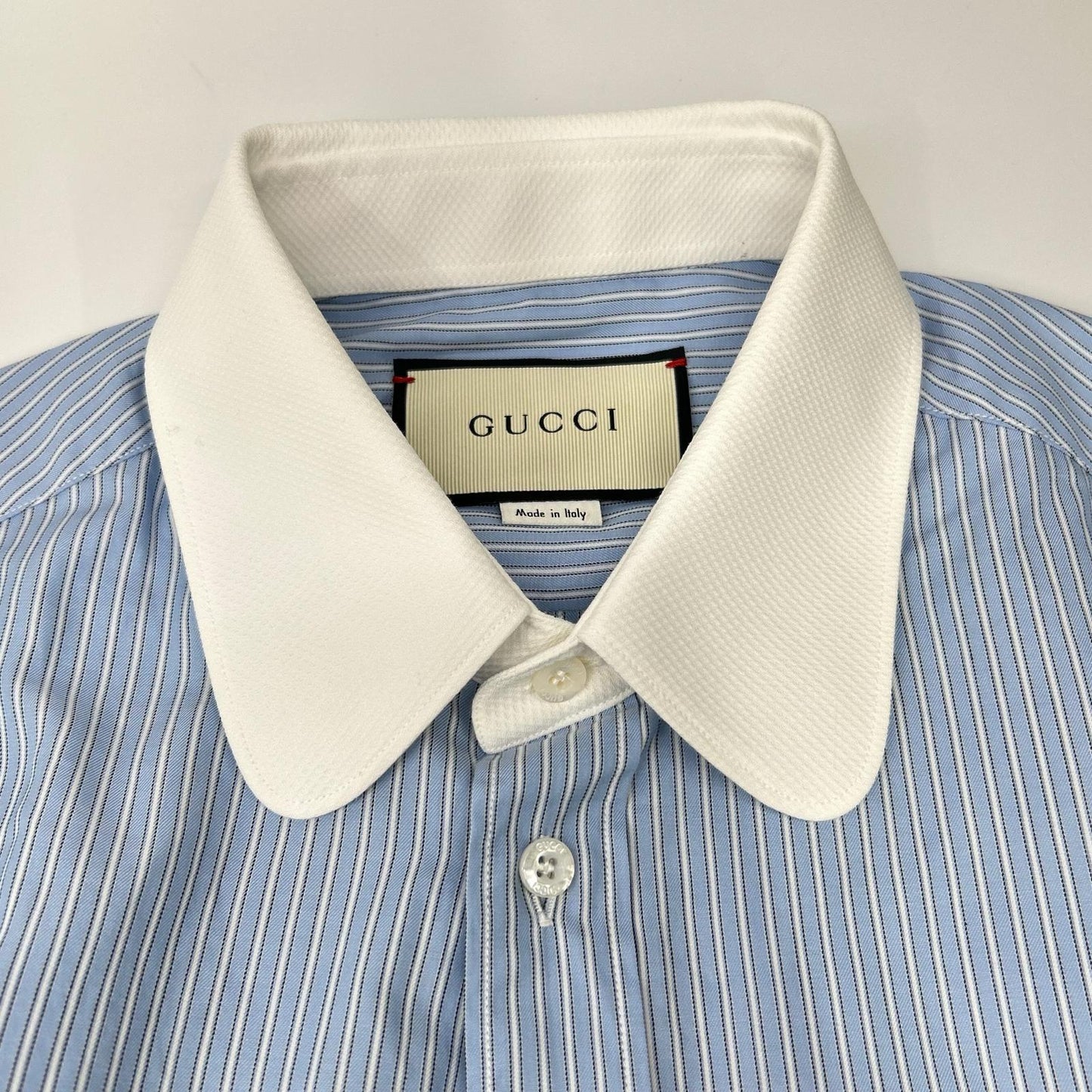 GUCCI Light Blue Stripe Sparrow Long-Sleeve Shirt Size 40