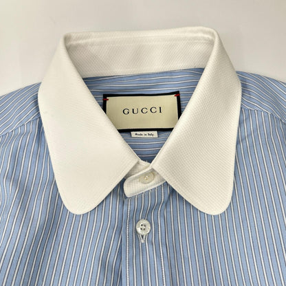 GUCCI Light Blue Stripe Sparrow Long-Sleeve Shirt Size 40