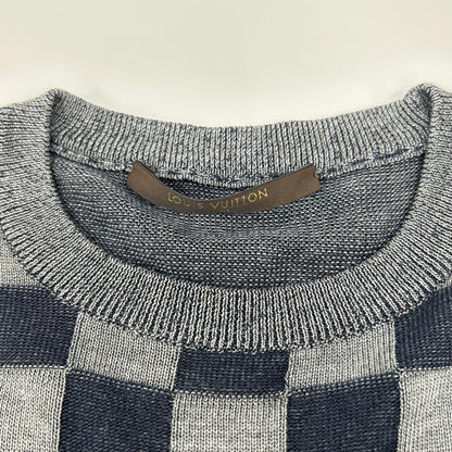 LOUIS VUITTON Damier Crewneck Silk Knit Shirt Multi Size M