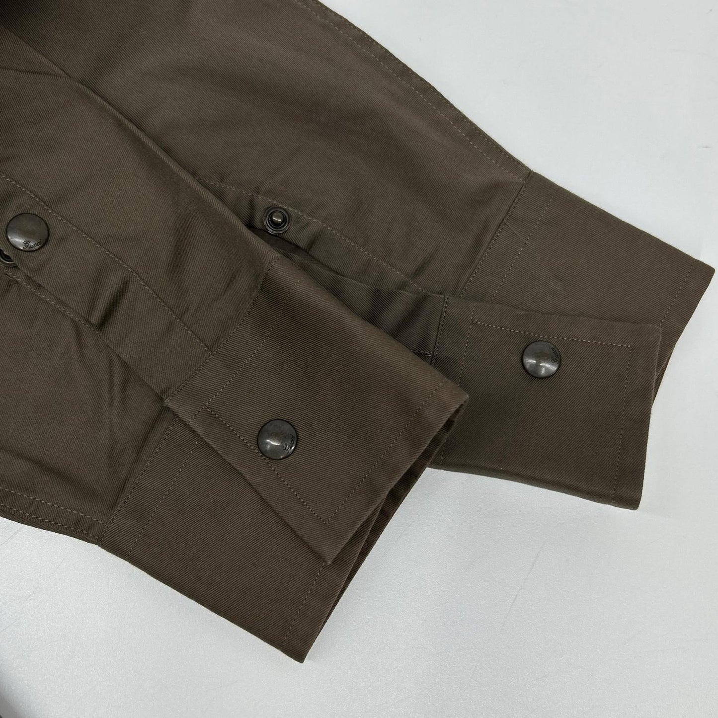 GUCCI Tom Ford Era Khaki Quilted Patch Button Shirt Size 40