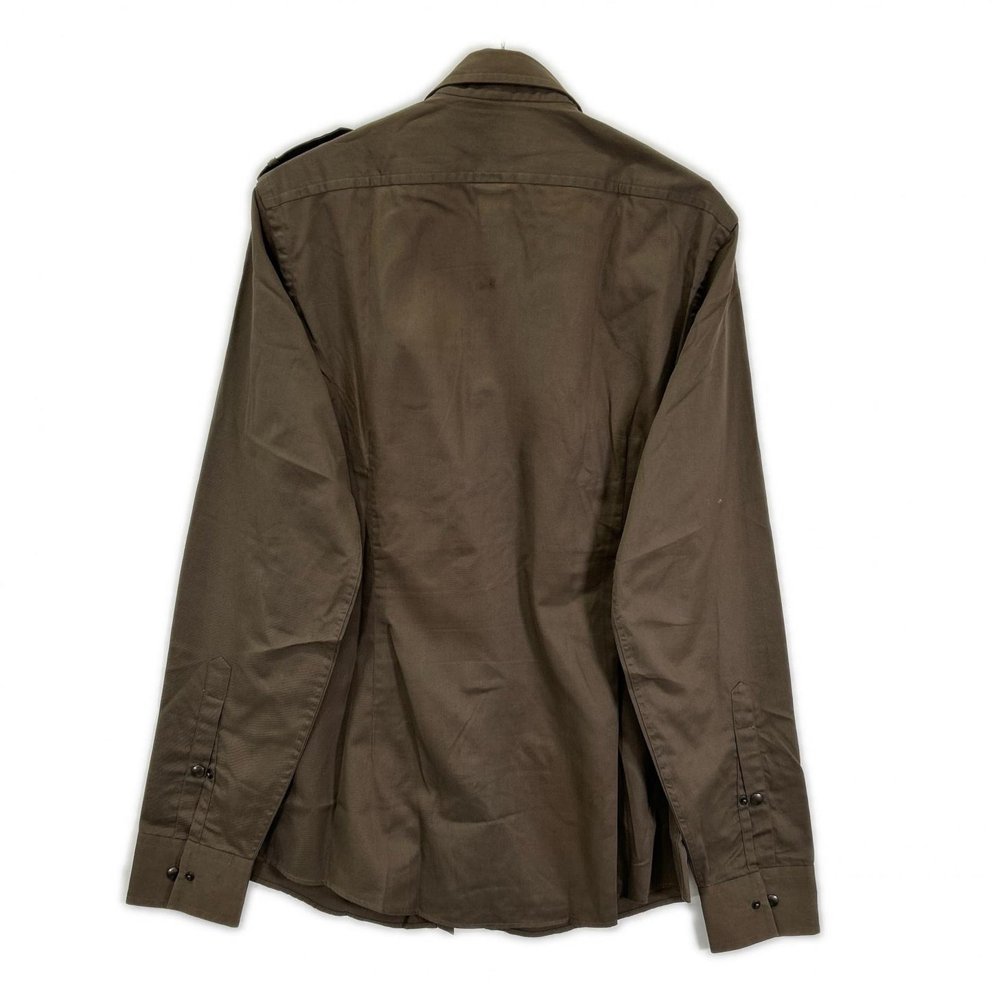 GUCCI Tom Ford Era Khaki Quilted Patch Button Shirt Size 40