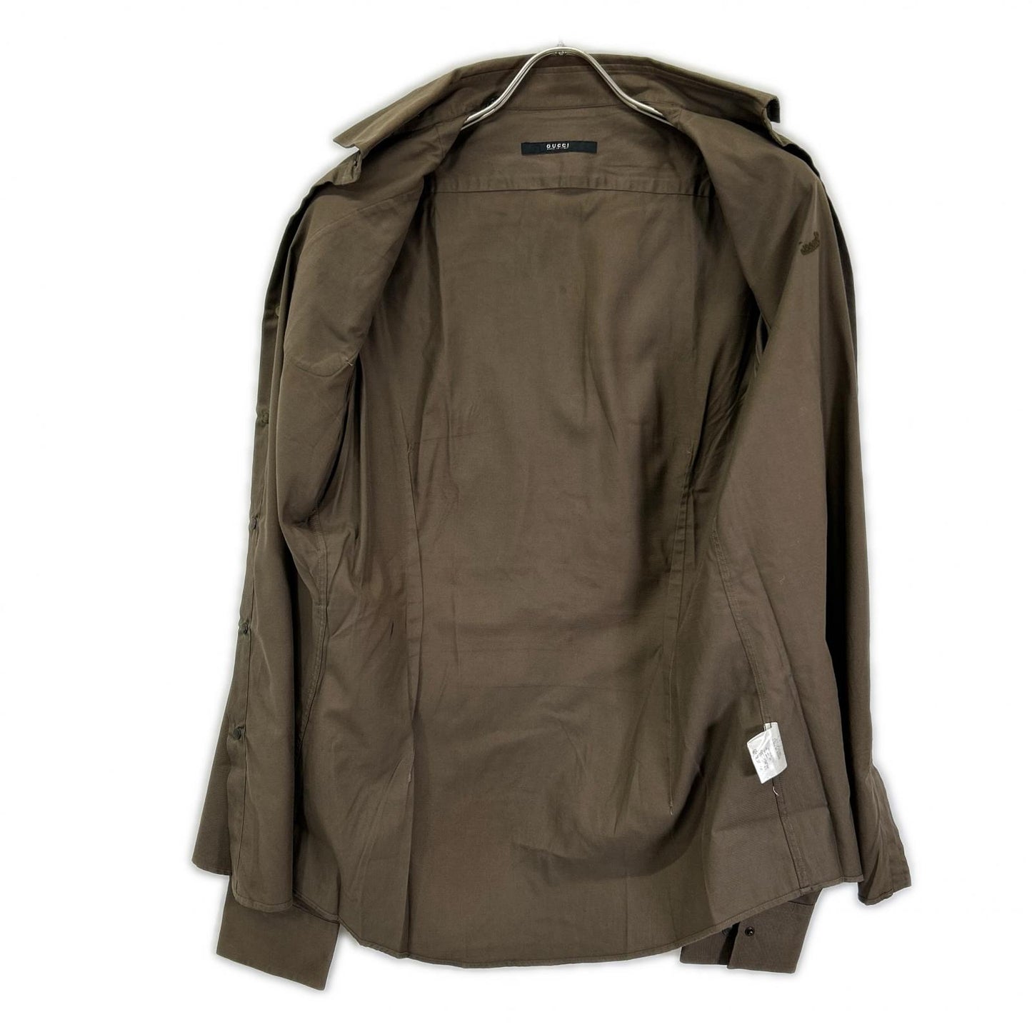 GUCCI Tom Ford Era Khaki Quilted Patch Button Shirt Size 40