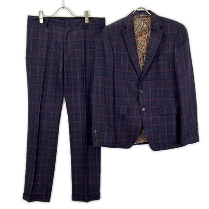 ETRO Purple Check Paisley Lining Jacket Pants Set Size 48