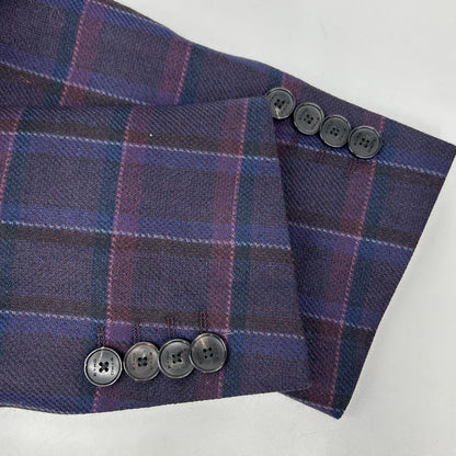 ETRO Purple Check Paisley Lining Jacket Pants Set Size 48