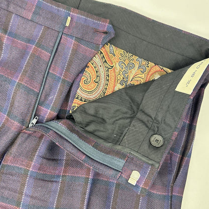 ETRO Purple Check Paisley Lining Jacket Pants Set Size 48
