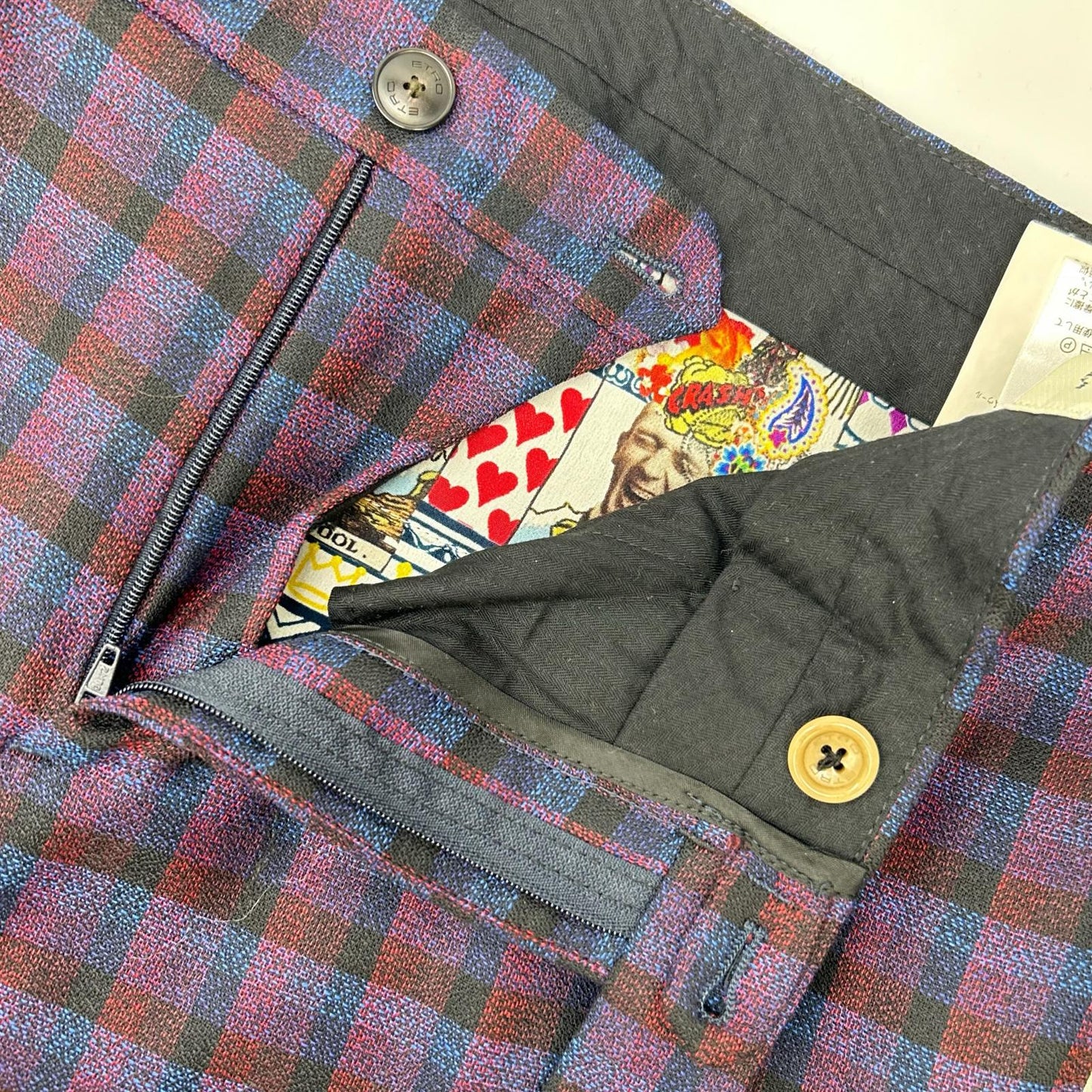 ETRO Purple Check Paisley All-Over Pattern Suit Size 48