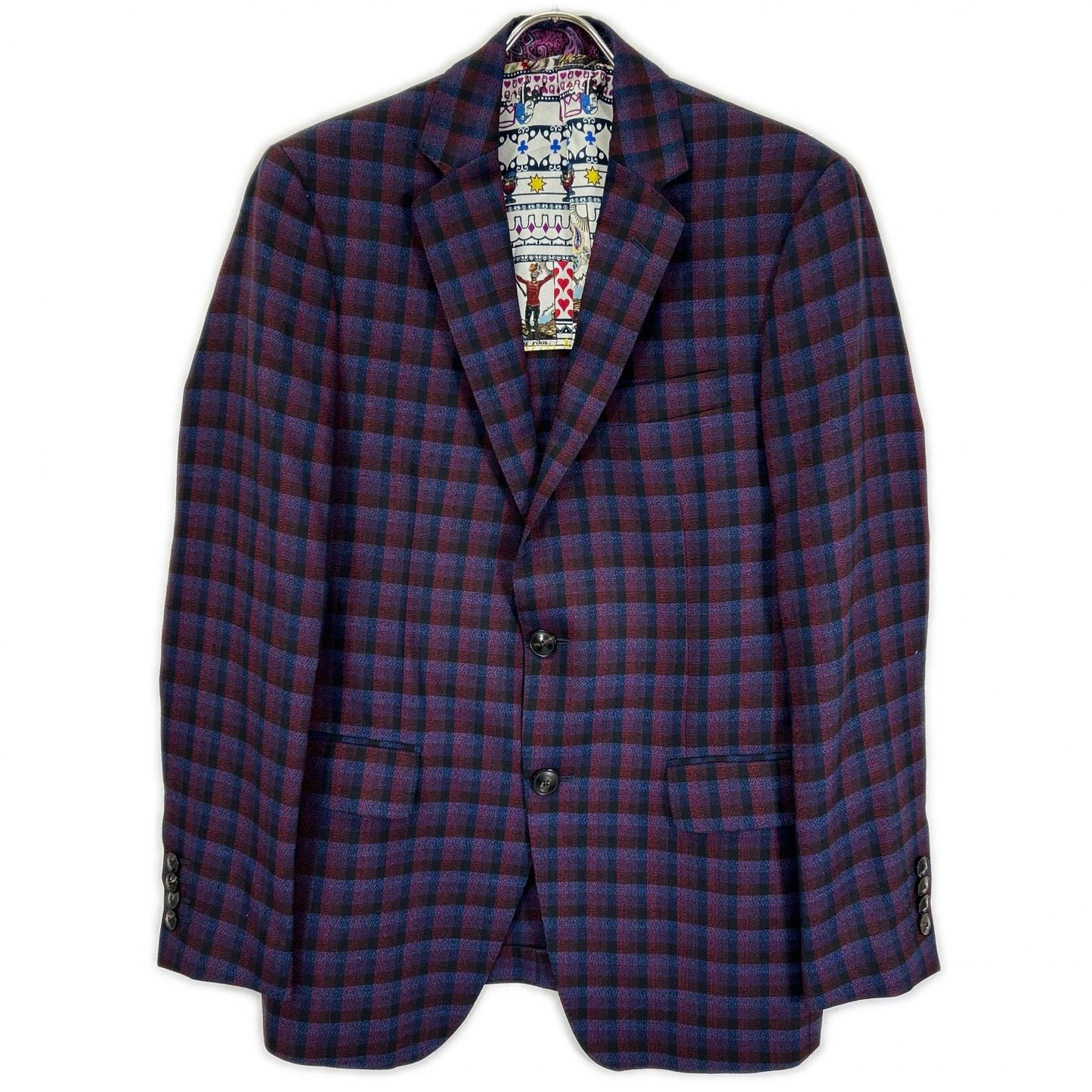 ETRO Purple Check Paisley All-Over Pattern Suit Size 48