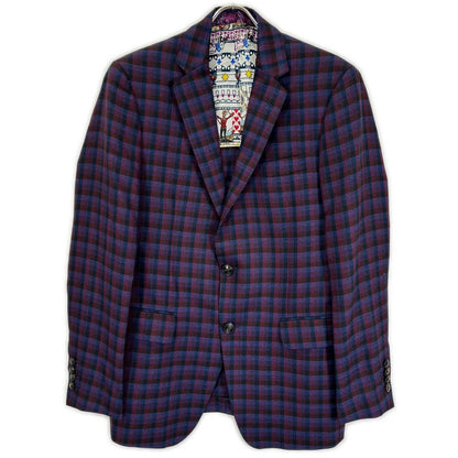 ETRO Purple Check Paisley All-Over Pattern Suit Size 48