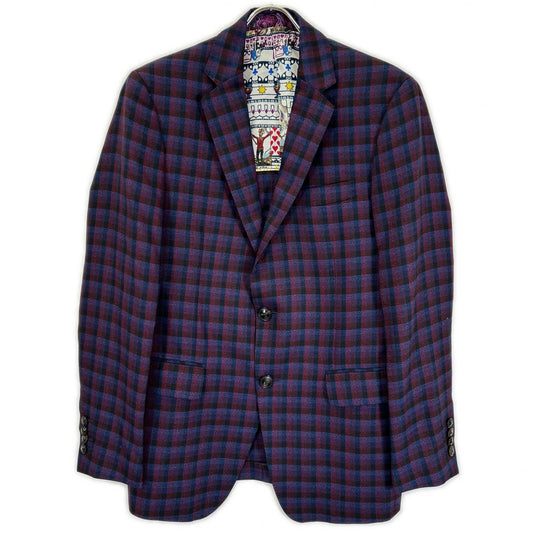 ETRO Purple Check Paisley All-Over Pattern Suit Size 48