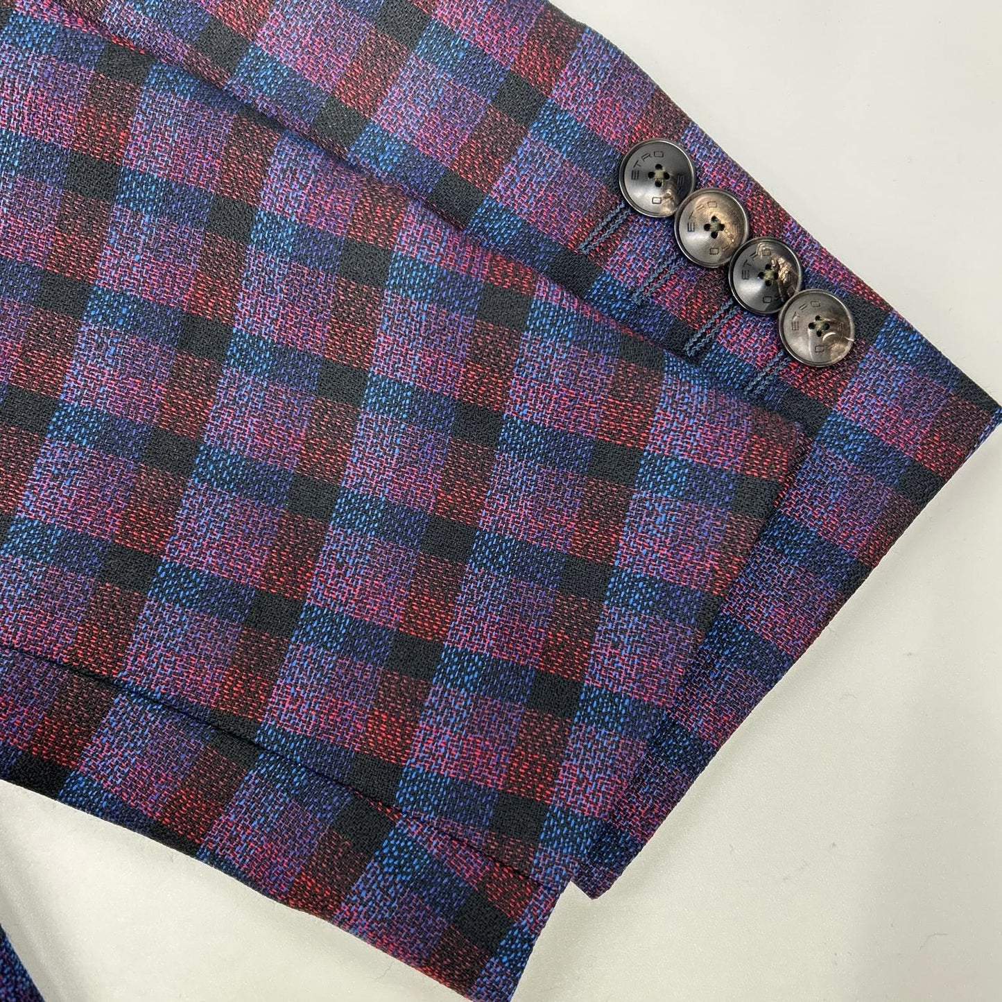 ETRO Purple Check Paisley All-Over Pattern Suit Size 48