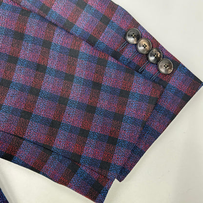 ETRO Purple Check Paisley All-Over Pattern Suit Size 48