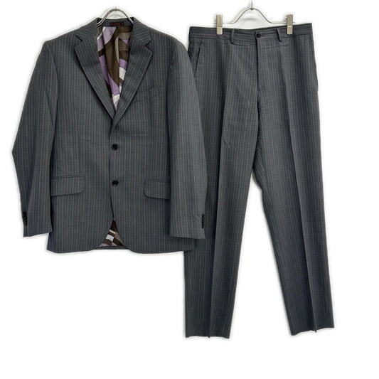 ETRO Gray Stripe All-Over Lining Wool Suit Set Size 48