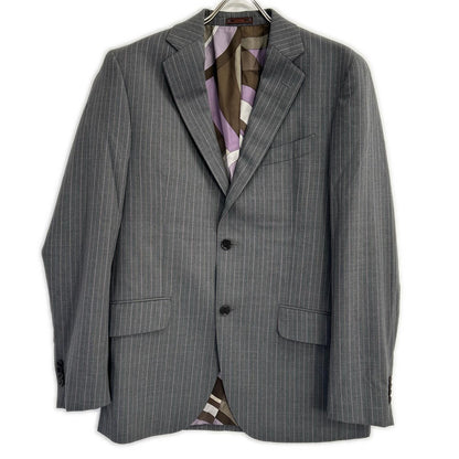 ETRO Gray Stripe All-Over Lining Wool Suit Set Size 48