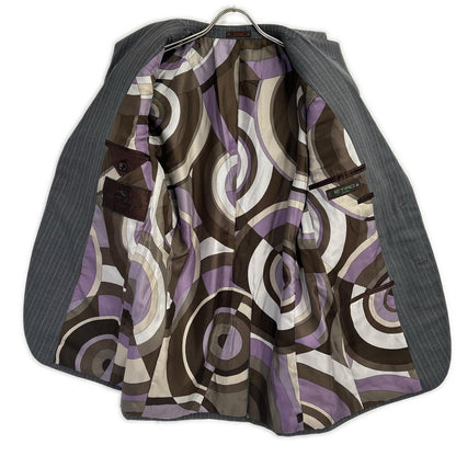 ETRO Gray Stripe All-Over Lining Wool Suit Set Size 48