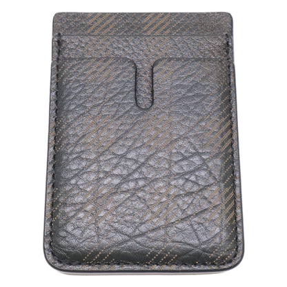 BURBERRY Check Magnetic Leather Black Brown Card Case Size ONE SIZE