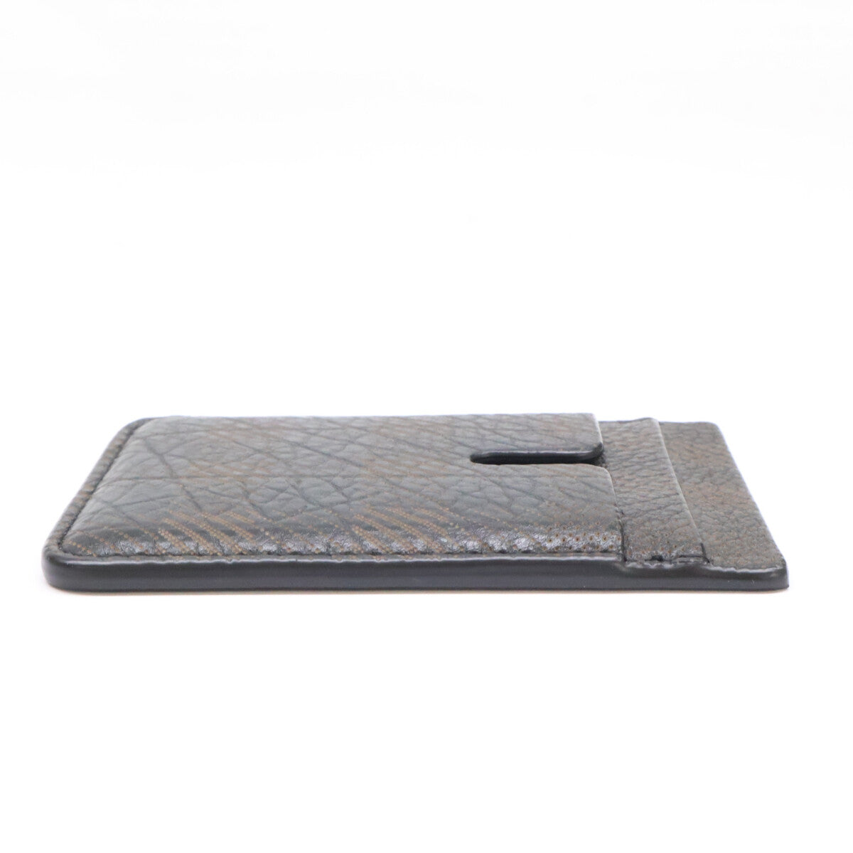 BURBERRY Check Magnetic Leather Black Brown Card Case Size ONE SIZE