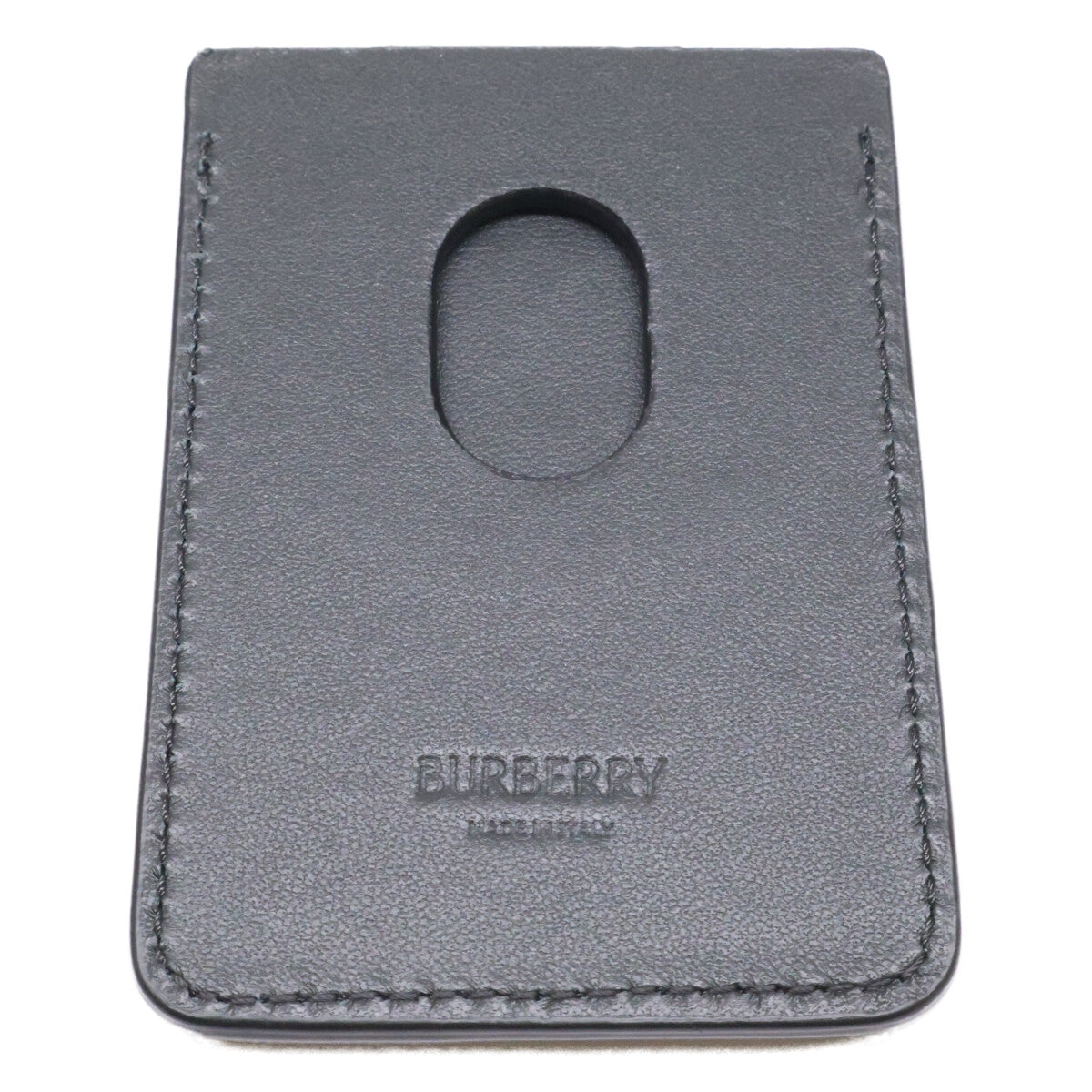BURBERRY Check Magnetic Leather Black Brown Card Case Size ONE SIZE