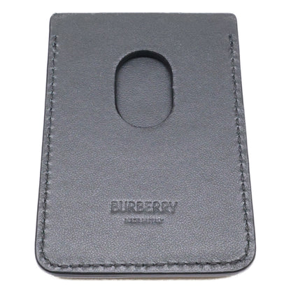 BURBERRY Check Magnetic Leather Black Brown Card Case Size ONE SIZE