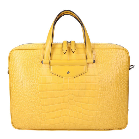 JIMMY CHOO 21SS Knox Embossed Leather Briefcase Dark Sun