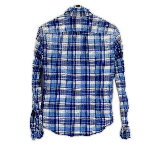 DSQUARED2 Blue Check Wire Collar Long Sleeve Shirt Size 42