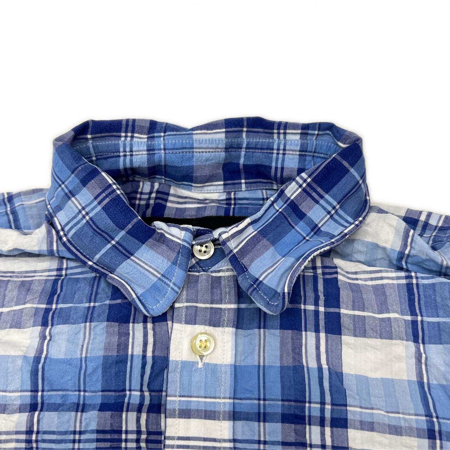 DSQUARED2 Blue Check Wire Collar Long Sleeve Shirt Size 42