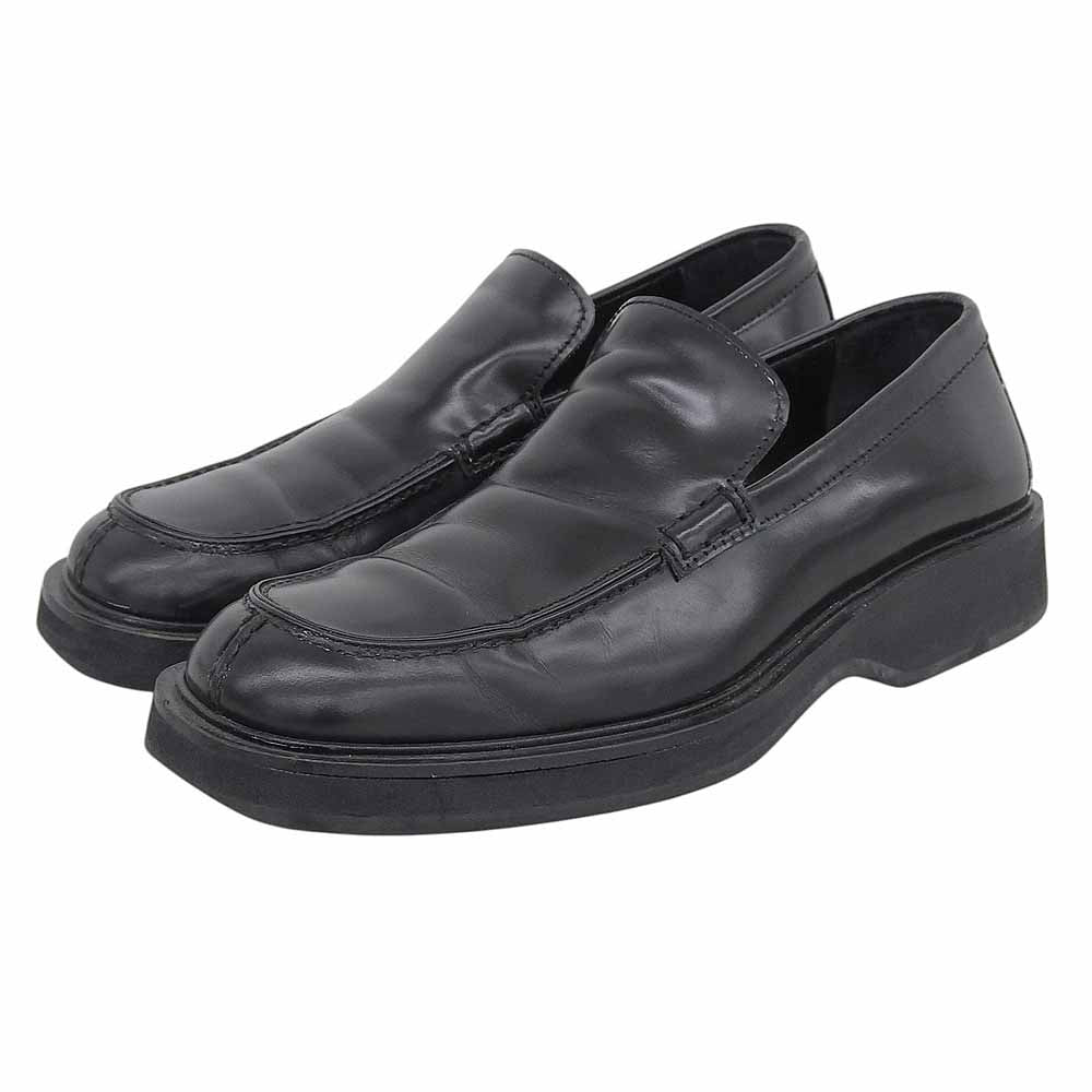GUCCI Square Toe Leather Loafers Black Size 40 E