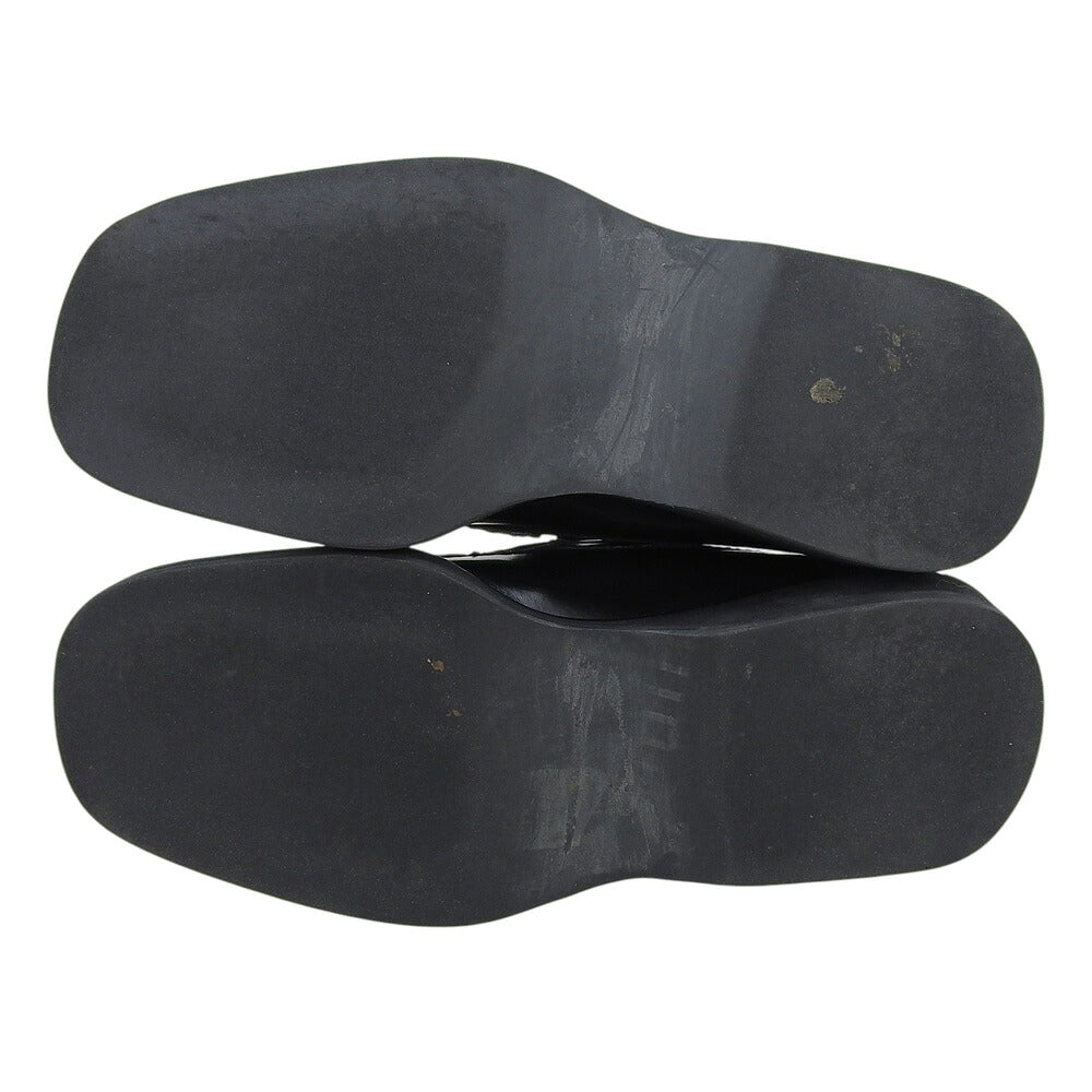 GUCCI Square Toe Leather Loafers Black Size 40 E