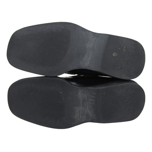 GUCCI Square Toe Leather Loafers Black Size 40 E
