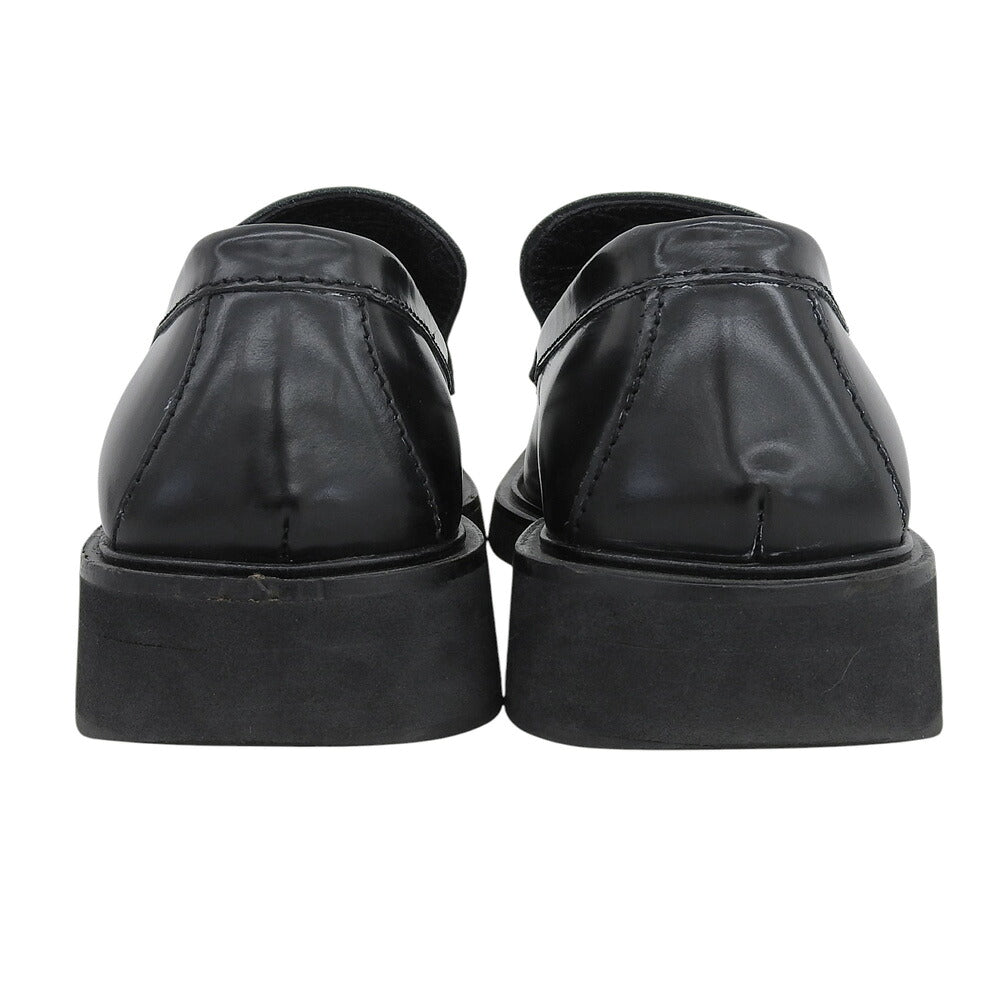GUCCI Square Toe Leather Loafers Black Size 40 E
