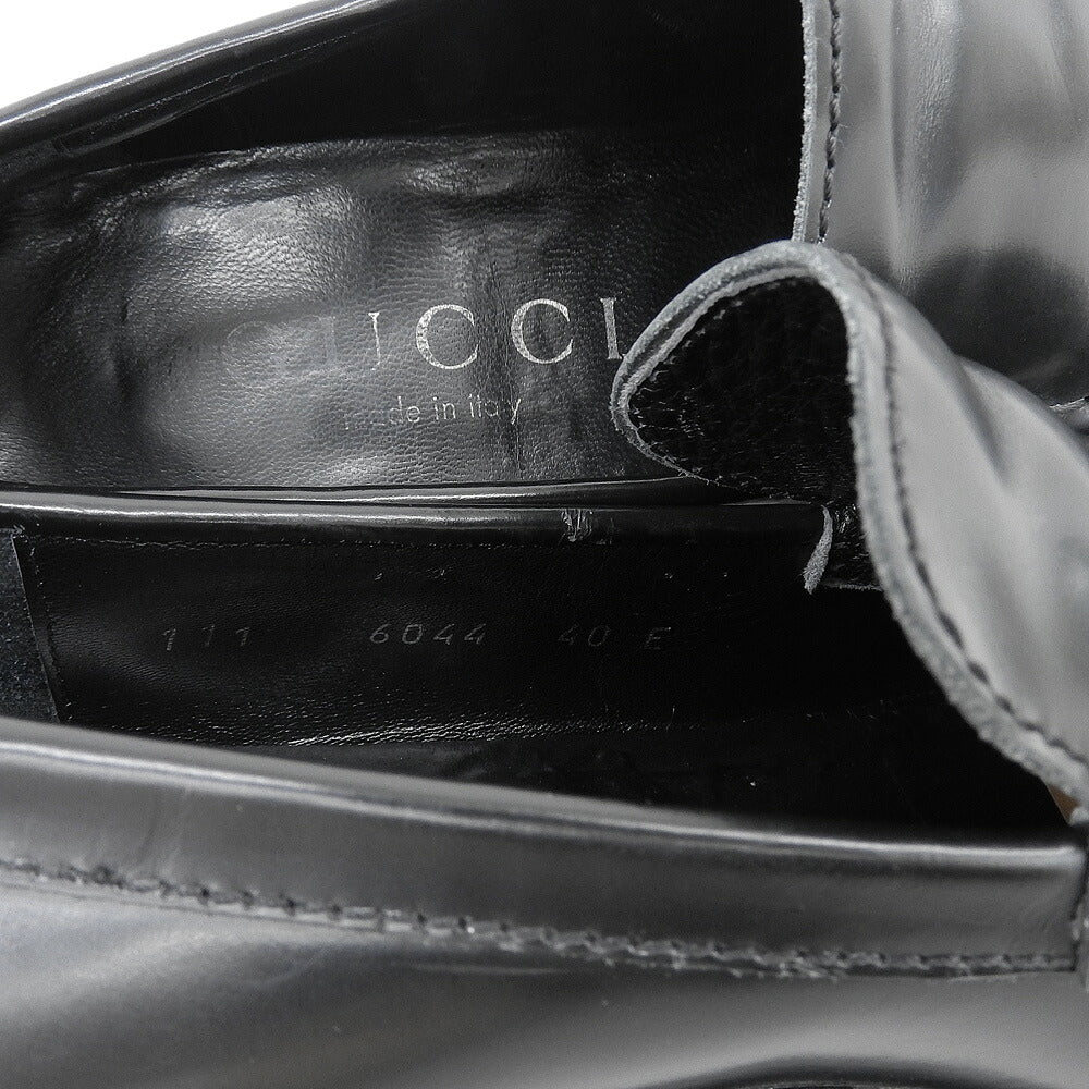 GUCCI Square Toe Leather Loafers Black Size 40 E