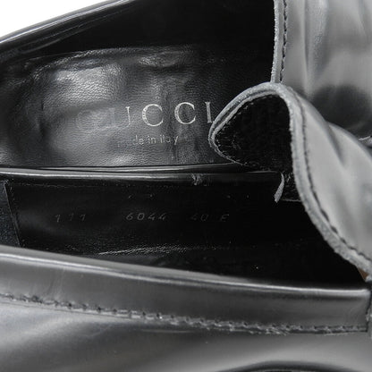 GUCCI Square Toe Leather Loafers Black Size 40 E