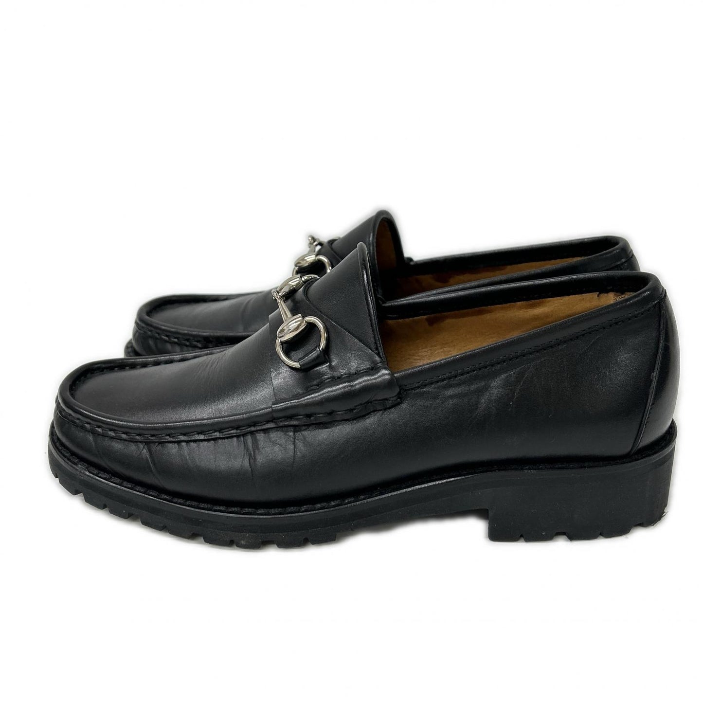 GUCCI Horsebit Leather Loafers Black Size 40E
