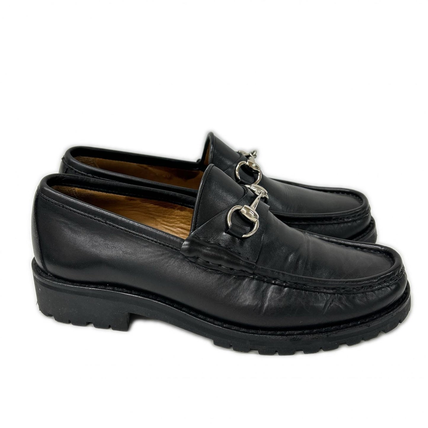 GUCCI Horsebit Leather Loafers Black Size 40E