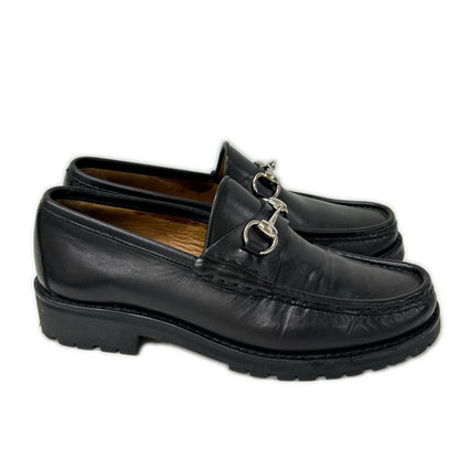 GUCCI Horsebit Leather Loafers Black Size 40E