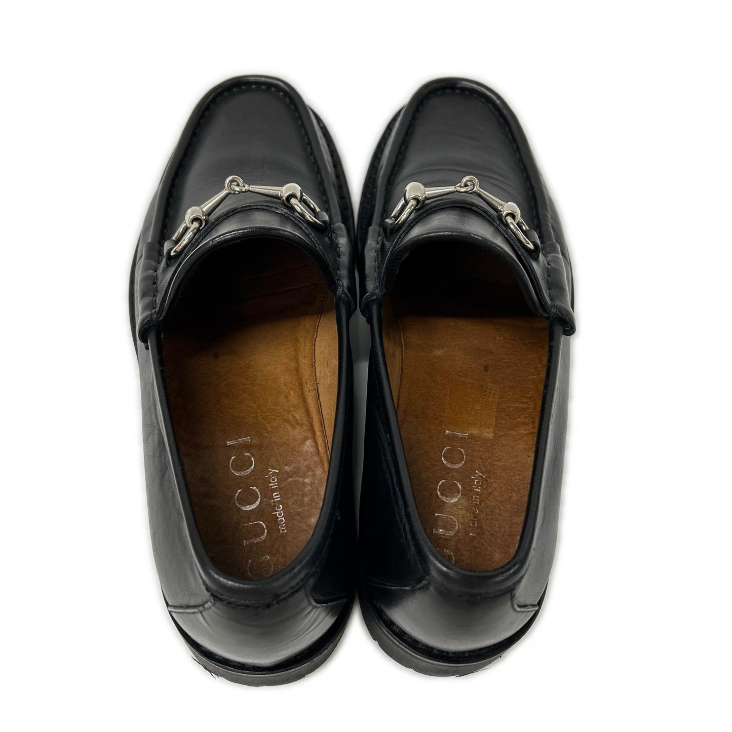 GUCCI Horsebit Leather Loafers Black Size 40E